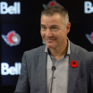 Senators general manager Steve Staios meets the media
