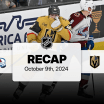 Colorado Avalanche Vegas Golden Knights game recap October 9