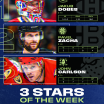 Dobes, Zacha, Carlson named NHL 3 Stars of Week March 30, 2026