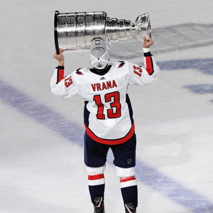 Jakub Vrana #13 of the Washington Capitals  Stanley Cup