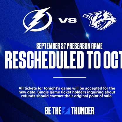 Lightning&rsquo;s game tonight versus Nashville postponed | Tampa Bay 