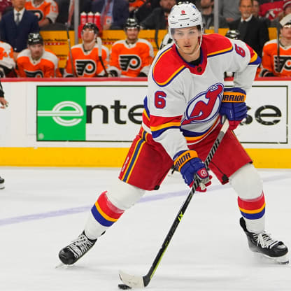 New Jersey Devils' John Marino plays during an NHL hockey game