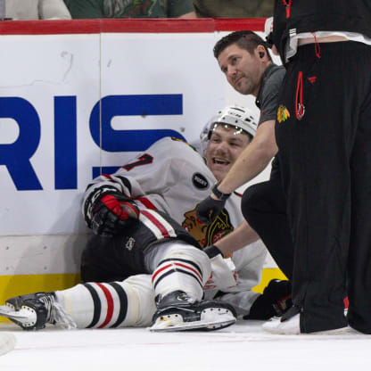 Sabres G Hackett taken off ice on stretcher