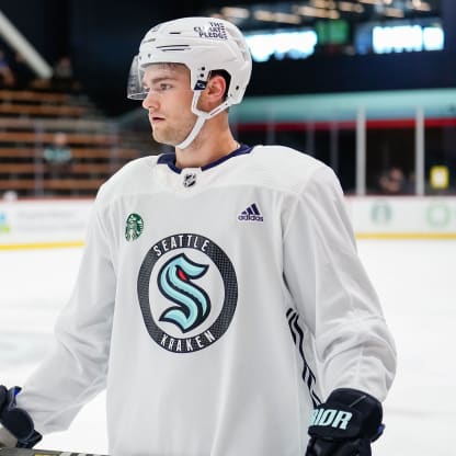 The Hockey Fights Cancer jersey of Jaden Schwartz of the Seattle