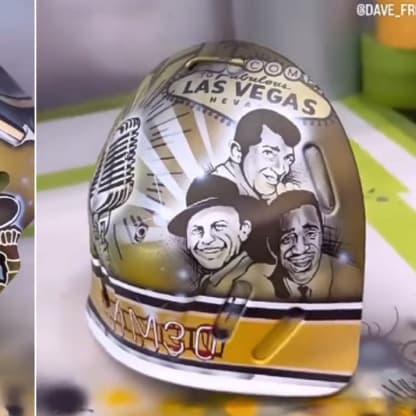 Vegas Golden Knights' Adin Hill honors old Las Vegas with new helmet design