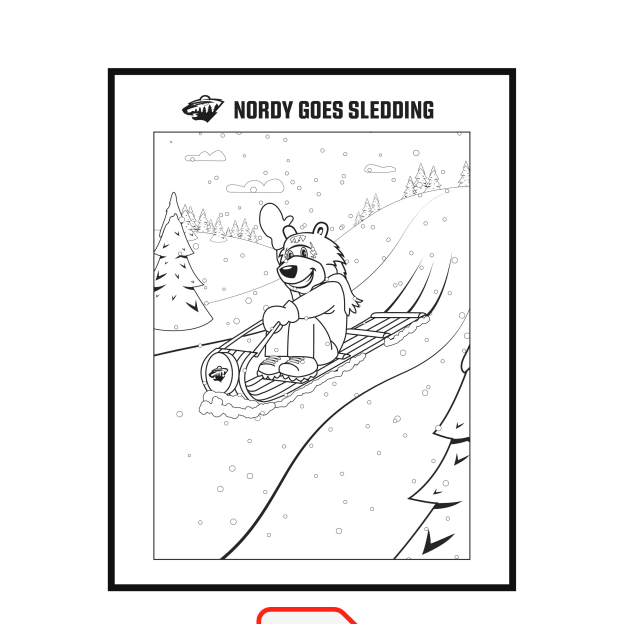 Nordy Goes Sledding Coloring Page