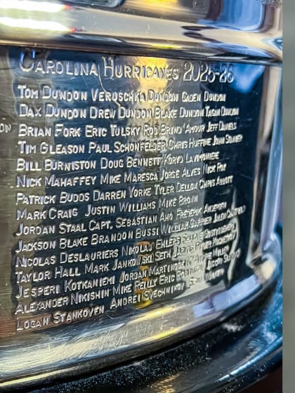 Carolina Hurricanes 2025-26 names engraved on Stanley Cup 