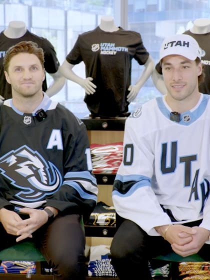 Alex Kerfoot Sean Durzi talk Utah Mammoth jerseys