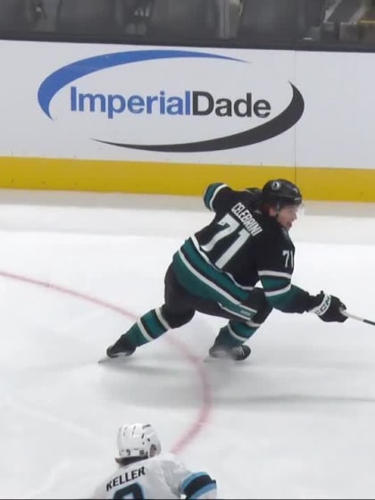 UTA@SJS: Celebrini scores goal against Vitek Vanecek