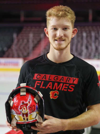 Johnny Gaudreau goalie mask Flames Dustin Wolf