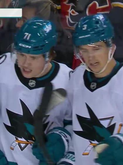 SJS@CGY: Celebrini scores goal against Dustin Wolf