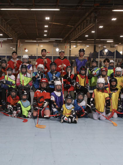 Photo Gallery - Floor Hockey Practice With Kids Cancer Care