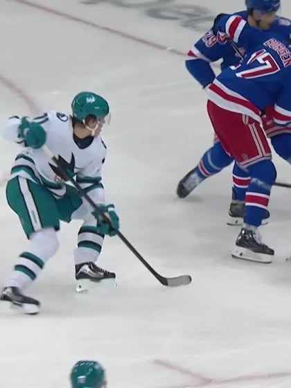 SJS@NYR: Celebrini scores PPG against Igor Shesterkin