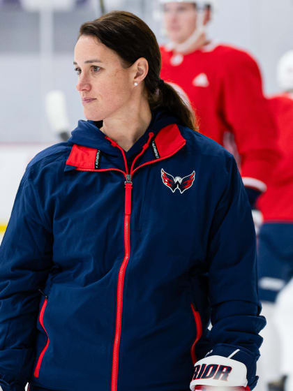 Womens hockey coach joins Washington Capitals at practice