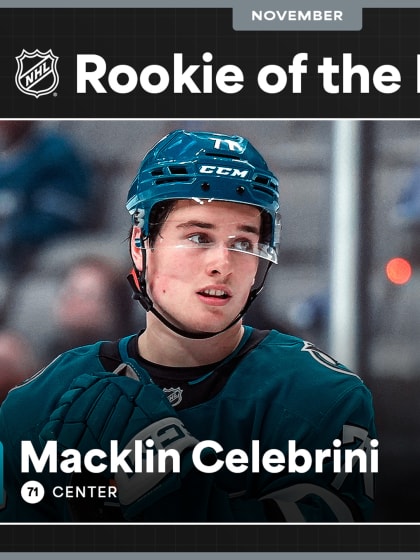 Macklin Celebrini named NHL Rookie of the Month for November 2024