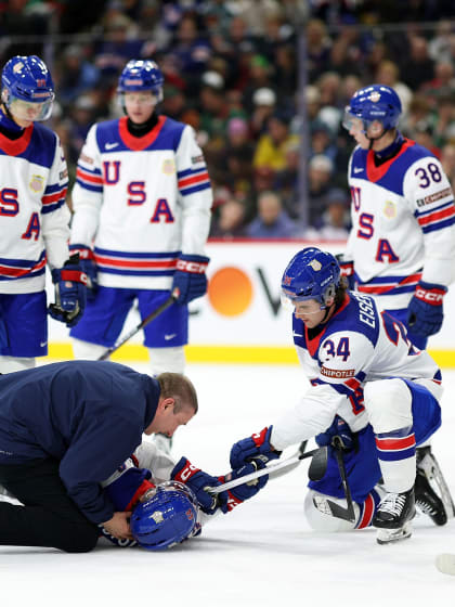 Injured Cole Hutson gets support from Cole Eiserman World Junior Championship