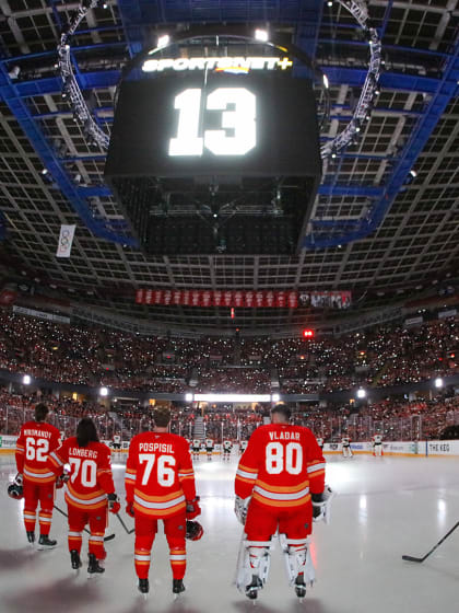 Calgary Flames honor Johnny Gaudreau before home opener