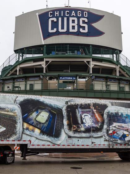 NHL Winter Classic ice truck arrival at Wrigley Field