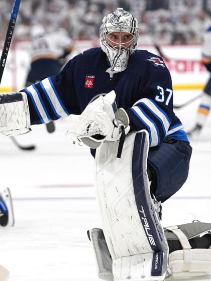 Jake Oettinger Connor Hellebuyck goalie matchup 2025 second round