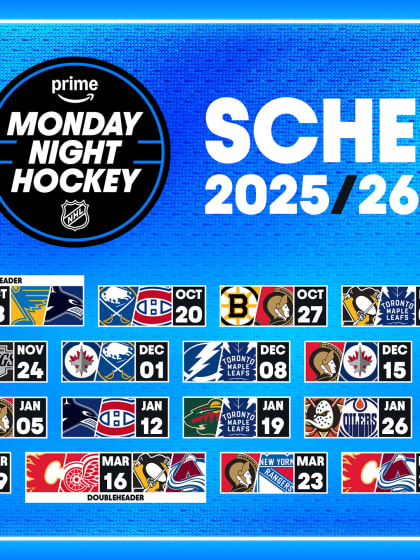Amazon Prime Video 2025-26 Monday Night Hockey schedule
