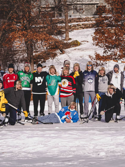 PHOTOS: Islanders Play Pond Hockey at Anders Lee's House in Minnesota