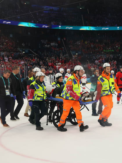 Kevin Fiala taken from ice on stretcher in Switzerland game against Canada