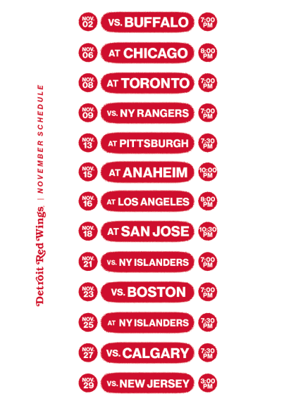 DET-Nov schedule