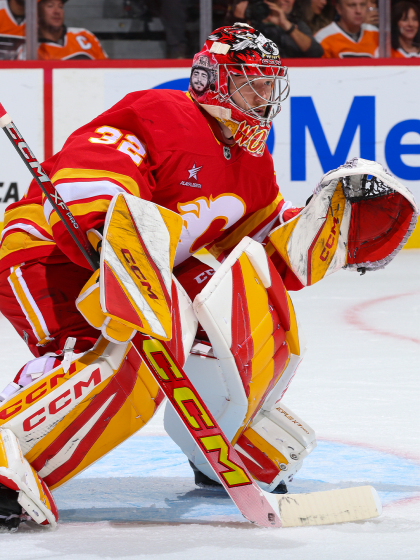 Dustin Wolf playing big in goal for Calgary Flames