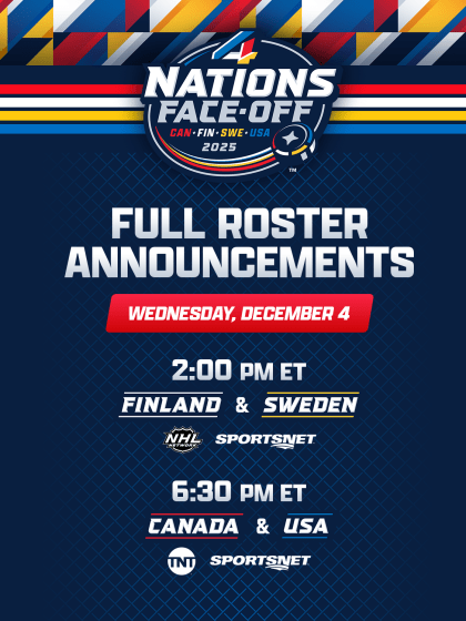 4 Nations Face-Off rosters to be unveiled December 4, 2024