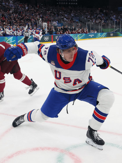NHL EDGE stats Tage Thompson Quinn Hughes United States Olympics 2026