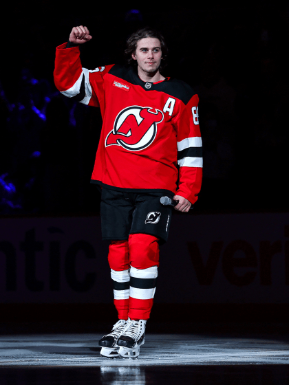 Jack Hughes celebrates golden goal in New Jersey Devils return