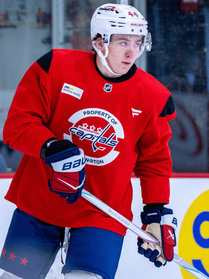 Cole Hutson practicing with Washington Capitals