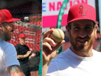 St. Louis Cardinals - Special St. Louis Blues jerseys for batting practice!