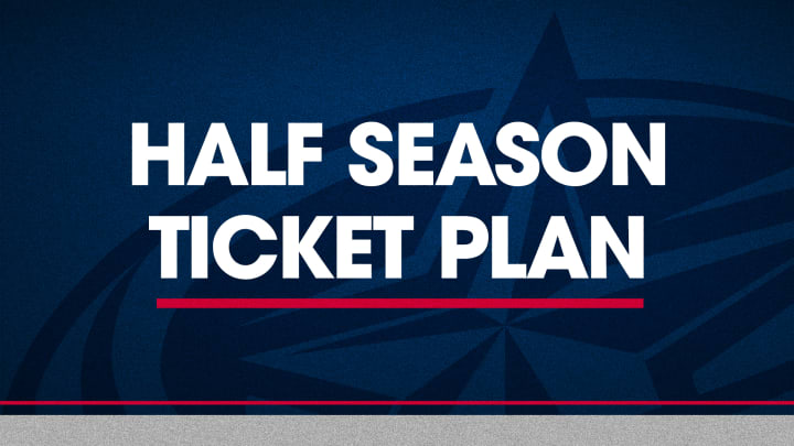 Blue graphic with large white text reading Half Season Ticket Plan.