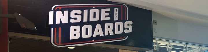 Inside the Boards sign