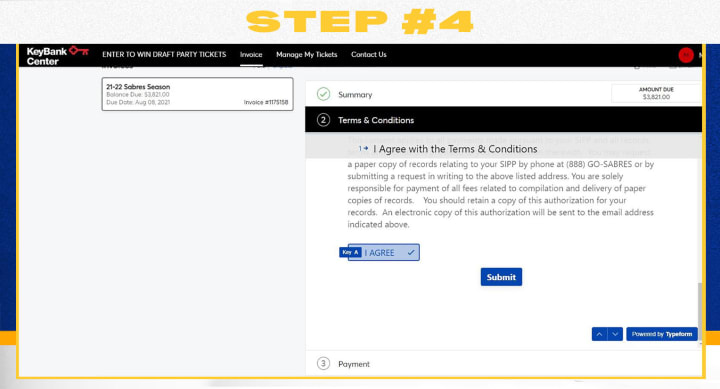 Desktop invoice step 4, review and accept the terms and conditions