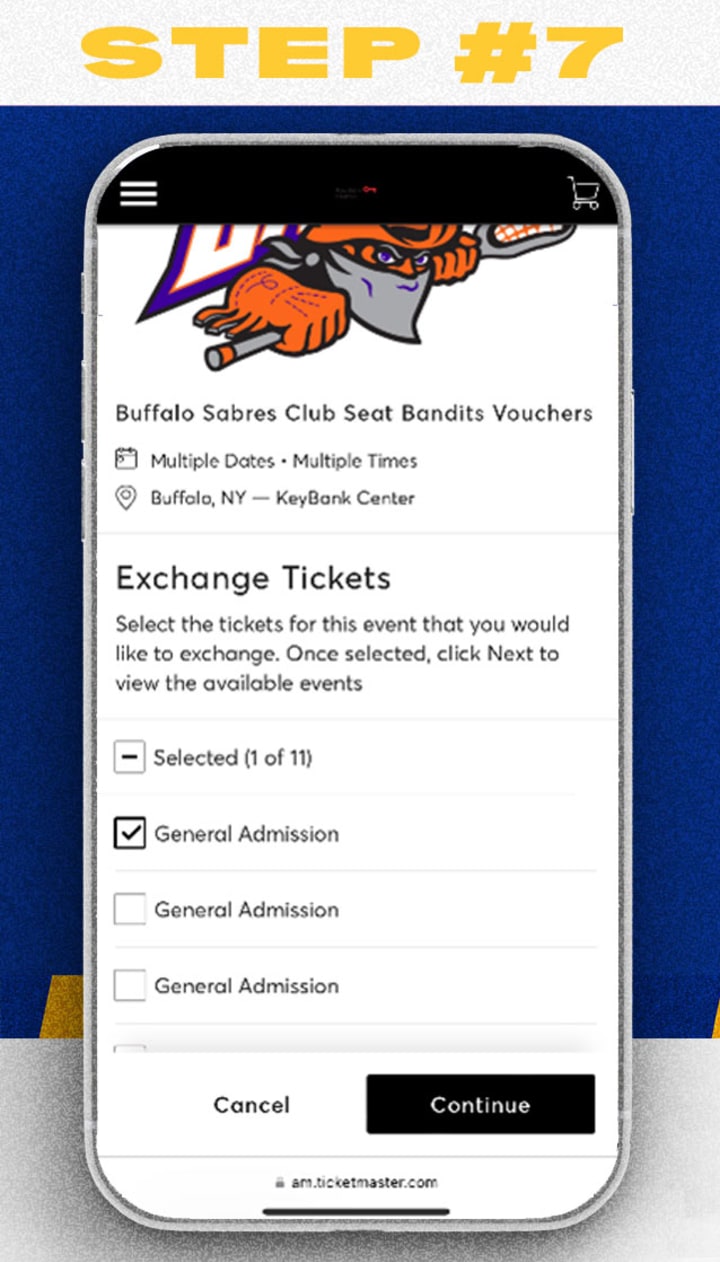 Bandits Voucher step 7, select tickets to exchange