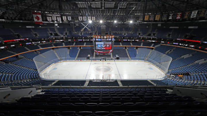 Zoom Background showing the ice at KeyBank Center from the 300 section