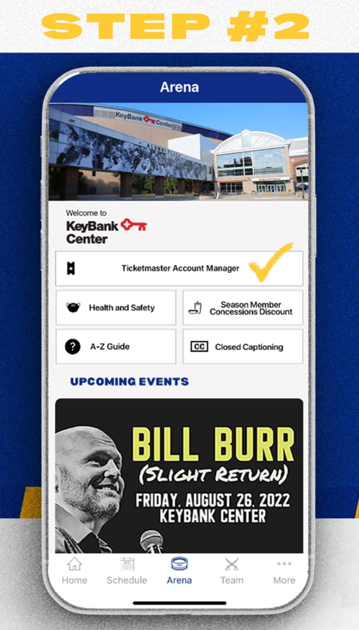 mobile ticket resell step 2, view Key Bank center on ticketmaster account manager