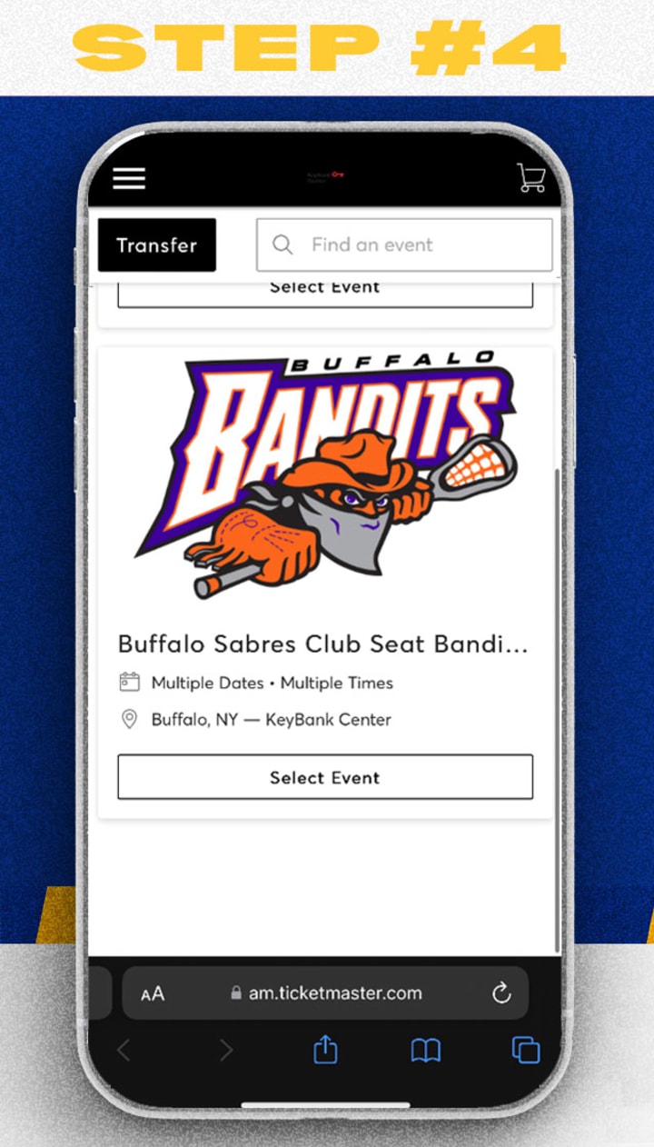 Bandits Voucher step 4, once logged into account manager, select Buffalo Sabres Club Seat Bandits Vouchers