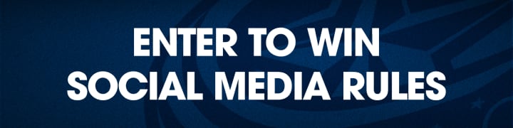 Blue header with large white text reading Enter To Win Social Media Rules.