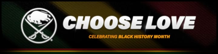 Choose Love banner, subtext says celebrating black history month