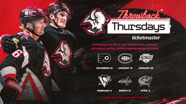 Buffalo Sabres throwback Thursday schedule - Rasmus Dahlin and Tage Thompson pictured