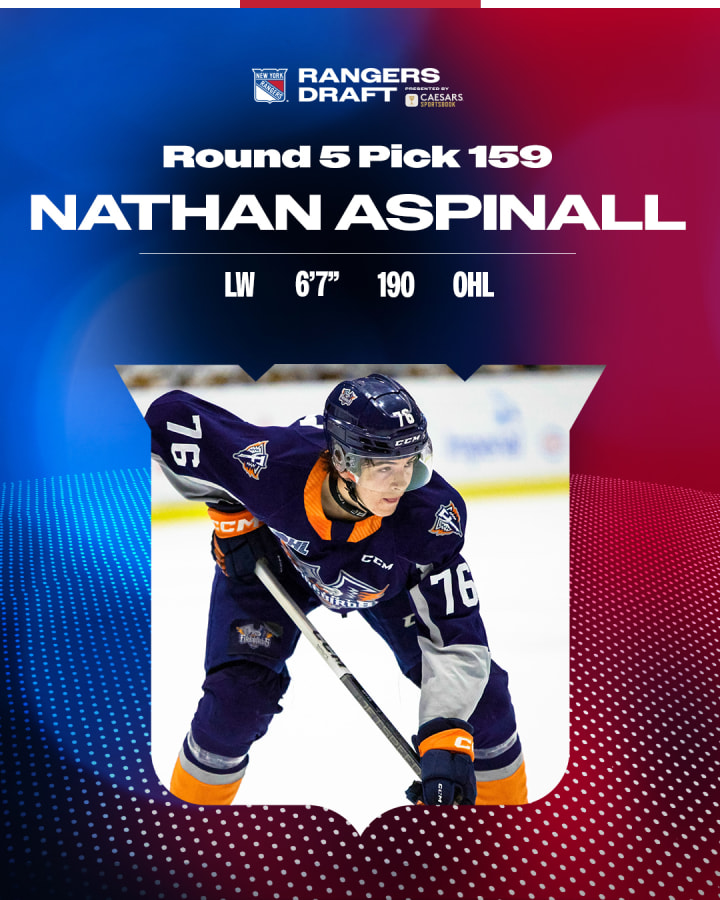 2024 NHL Draft - Rangers Select Nathan Aspinall