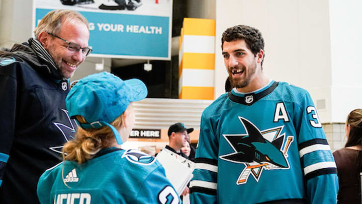 Sharks player talks to fans