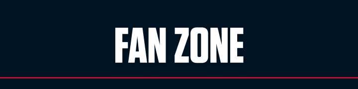 Graphic with dark blue background and white text reading FAN ZONE