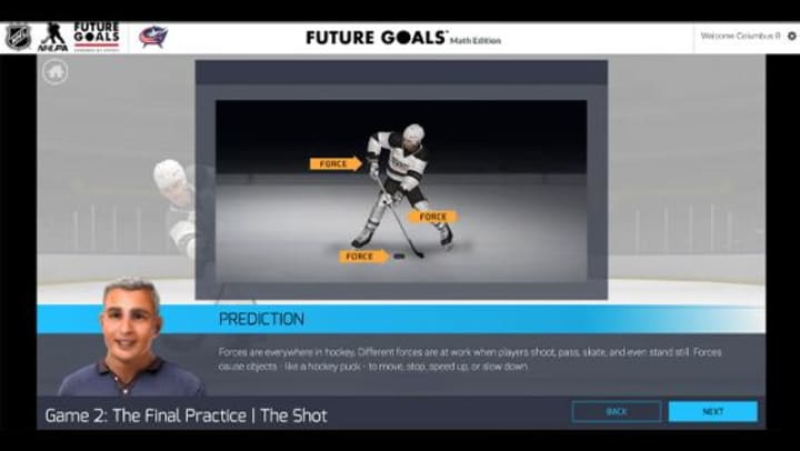 Photo of screen capture from NHL and NHLPA Future Goals online learning program.