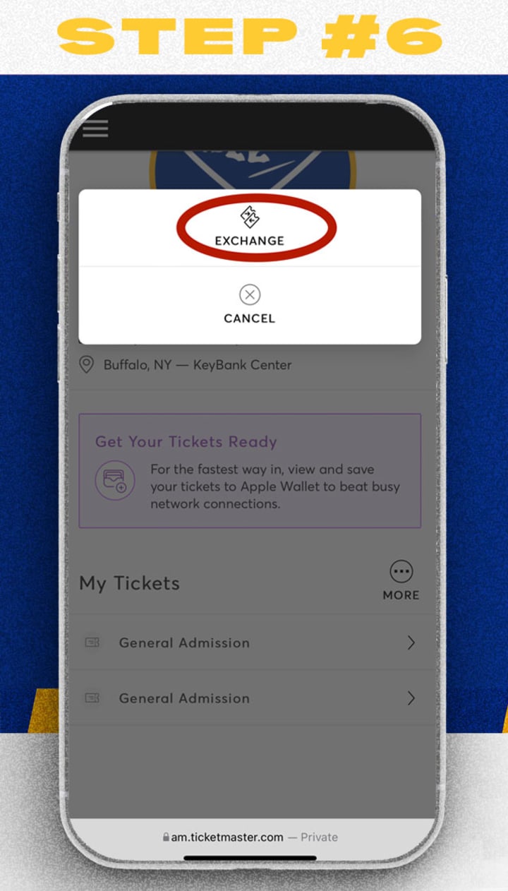 Mobile ticket exchange step 6, select exchange