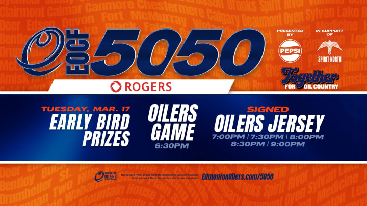 Banner showing the beneficiaries of the current EOCF 50/50 raffle and some early bird prizes.