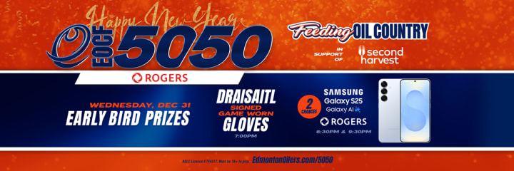 Banner showing the beneficiaries of the current EOCF 50/50 raffle and some early bird prizes.